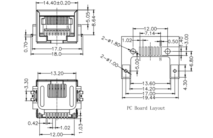 RJ45-8401 1X1 全包 沈板式