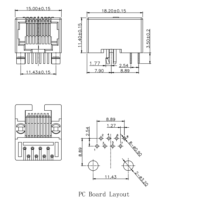 RJ45-9502 1X1 全塑