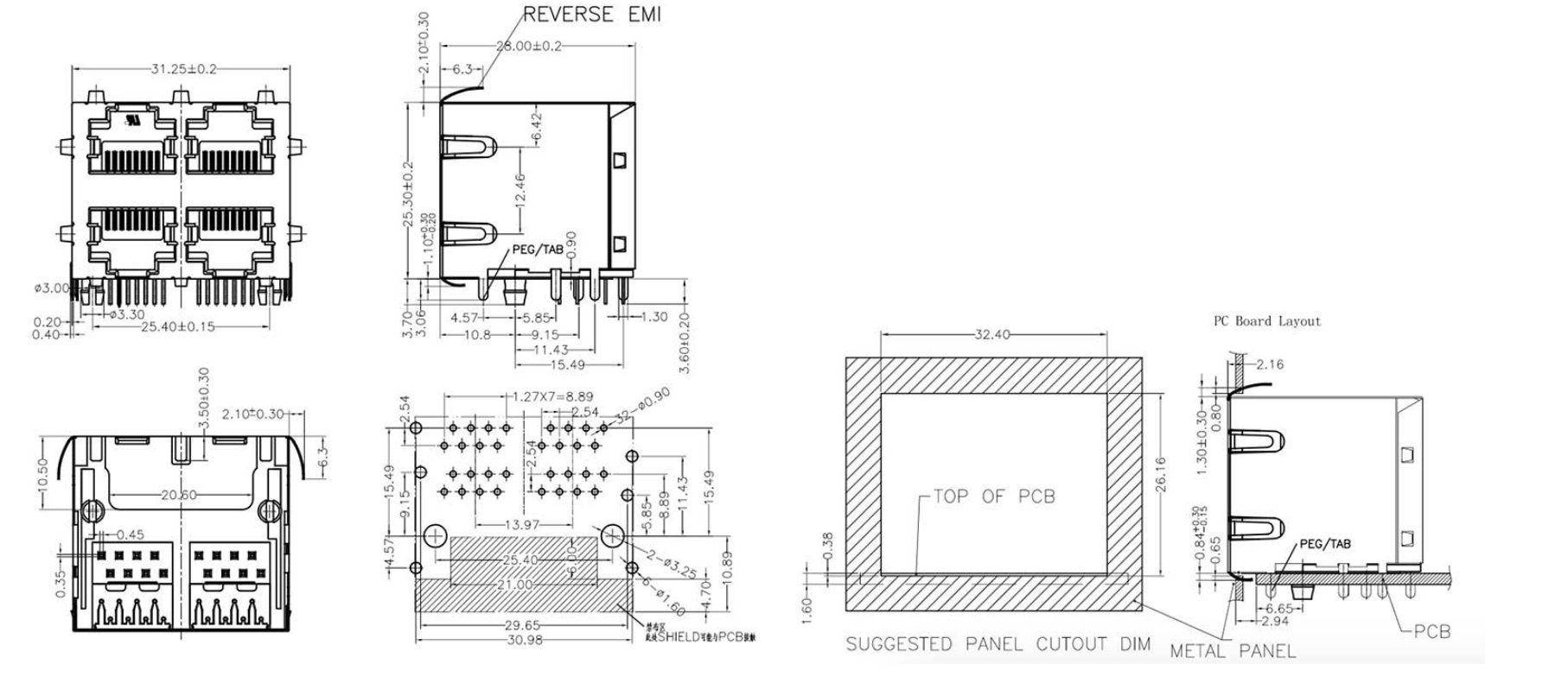 RJ45-  880A 2X2 反彈 扁針