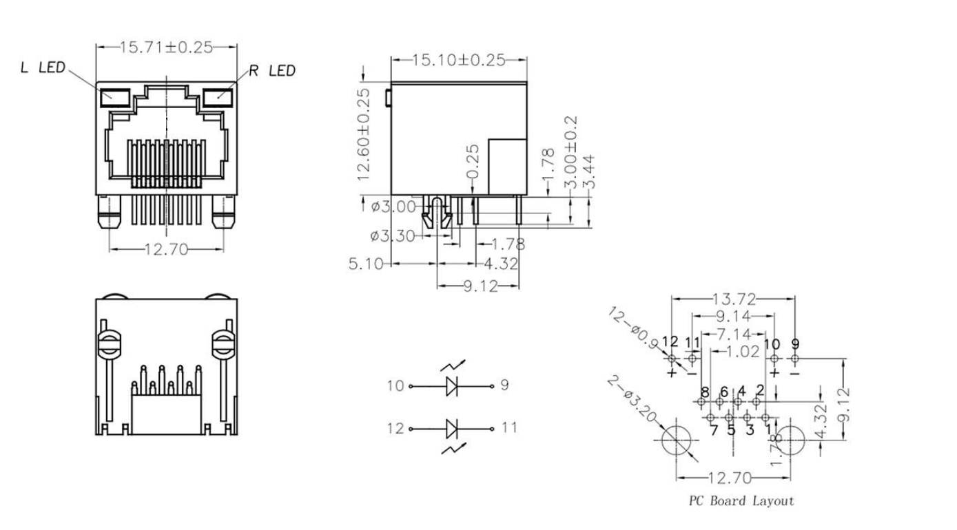 RJ45-9804 1X1 全塑 圓針