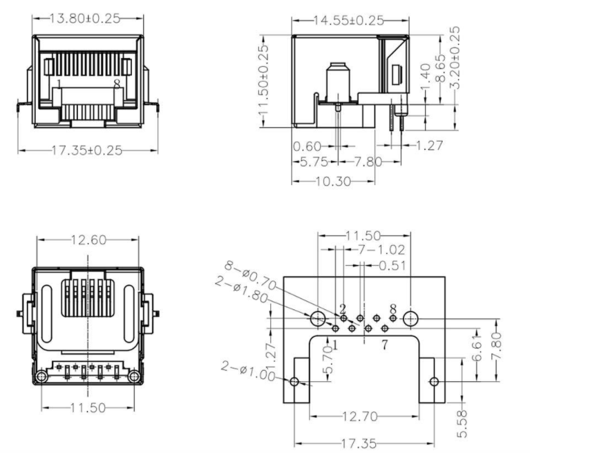 RJ45-8407 1X1 全包 DIP式