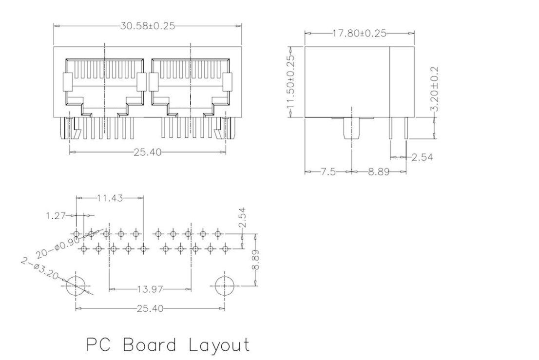 RJ45-5603 1X2 全塑