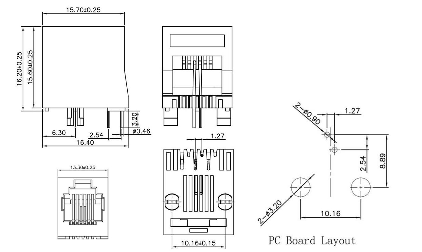 RJ11-9001 1X1 6P 全塑 無耳 圓針